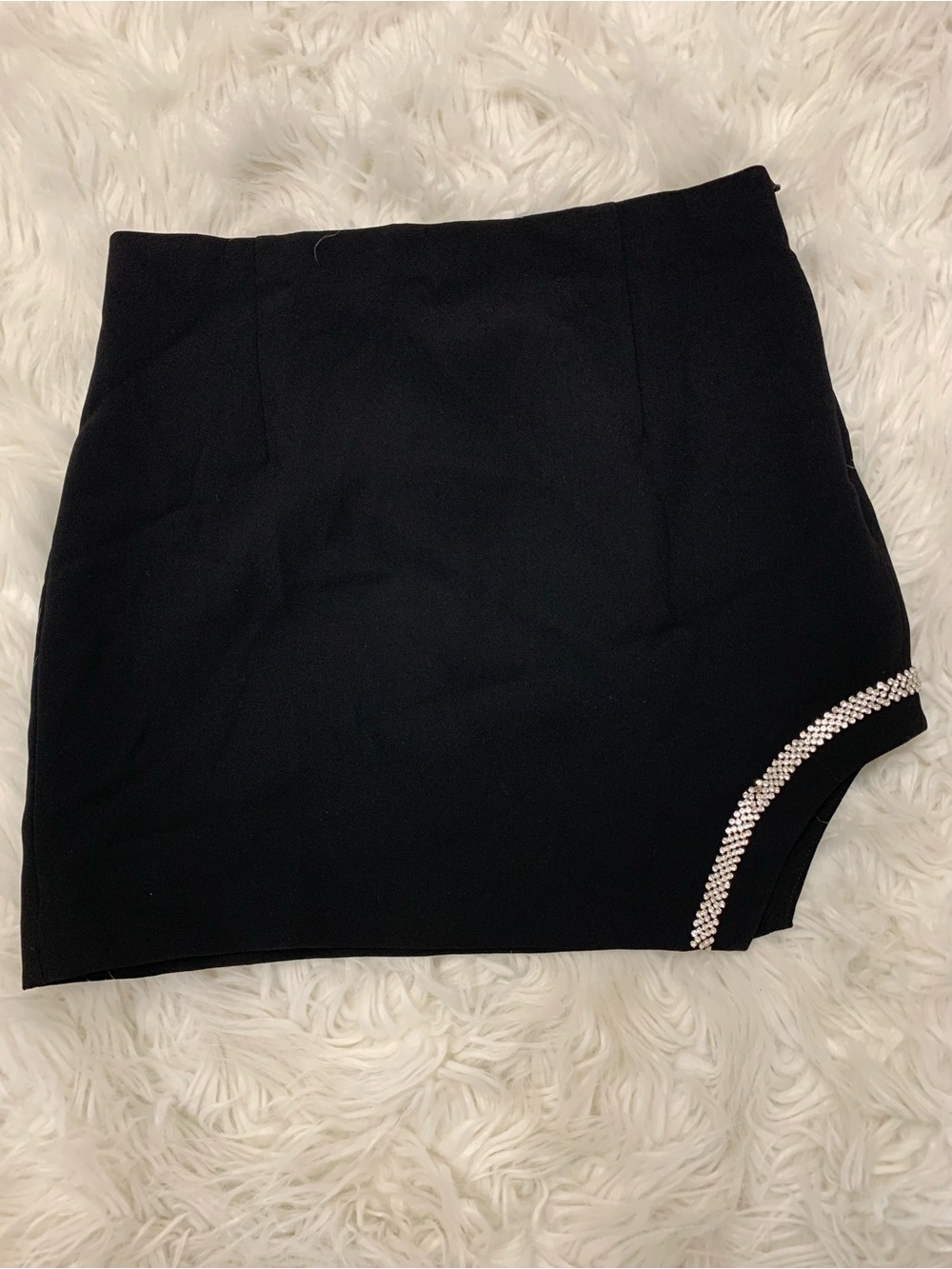 Zara Women's Black Mini Skirt with Rhinestone Accent